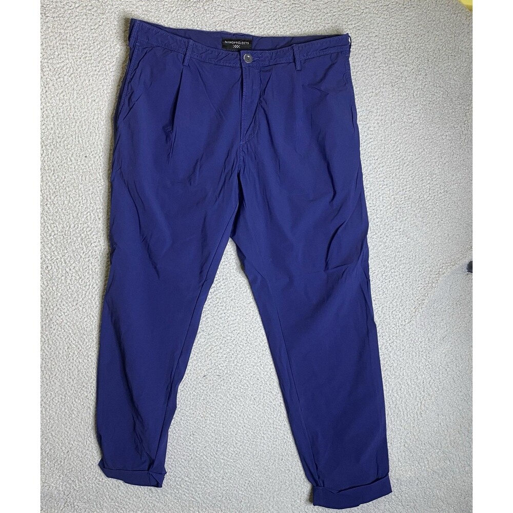 Rhone Pants Men 36x29 Blue Gurkha Nano Projects Technical Stretch Casual Pleated